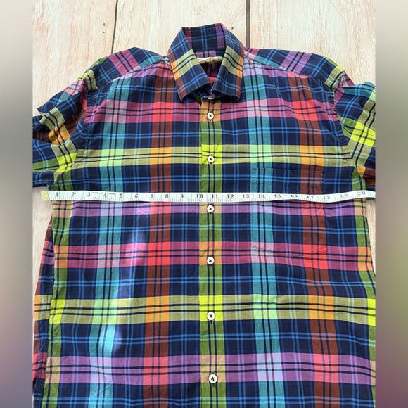 Men’s lipson sport Size medium plaid colorful button-down shirt Canada Canadian - Picture 3 of 9